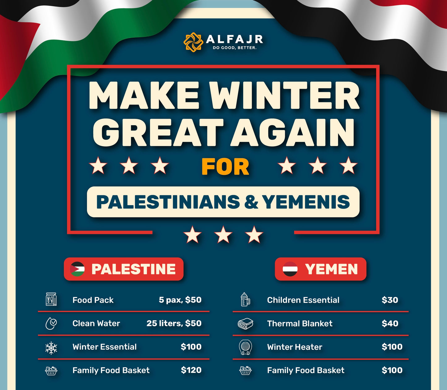 Make Winter Great Again for Palestinians and Yemenis