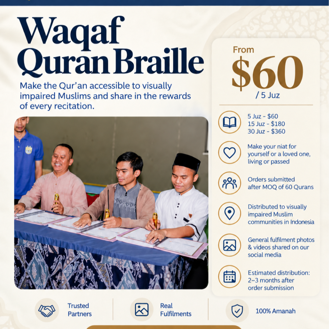 Waqaf Quran Braille for Blind Muslims
