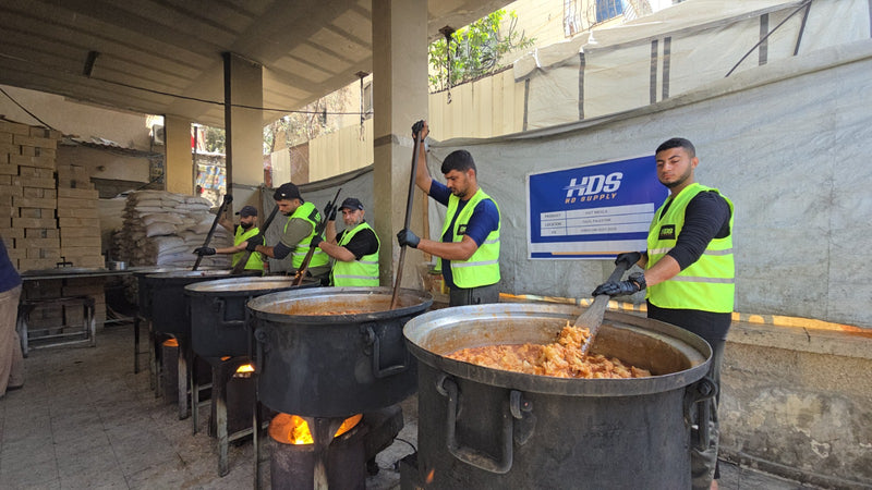 Volunteers distributing food parcels
